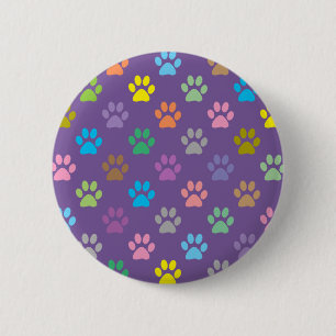 Colourful paw prints pattern 2 inch round button