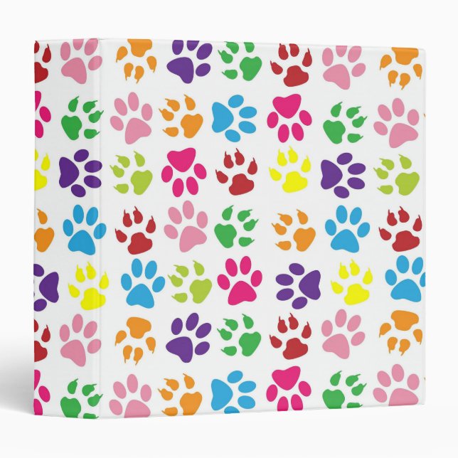 Colourful Paw Prints Pattern Binder (Front/Spine)