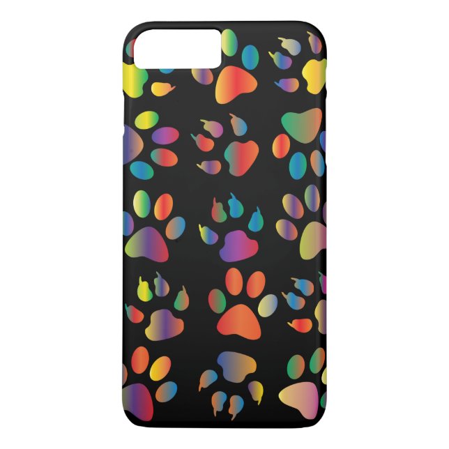 Colourful Paw Prints Pattern (Black) Case-Mate iPhone Case (Back)