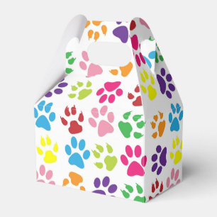 Colourful Paw Prints Pattern Favor Box
