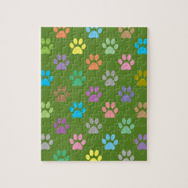 Colourful paw prints pattern jigsaw puzzle (Vertical)
