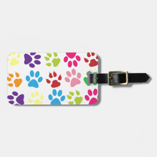Colourful Paw Prints Pattern Luggage Tag