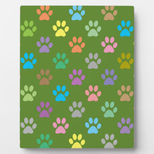 Colourful paw prints pattern plaque