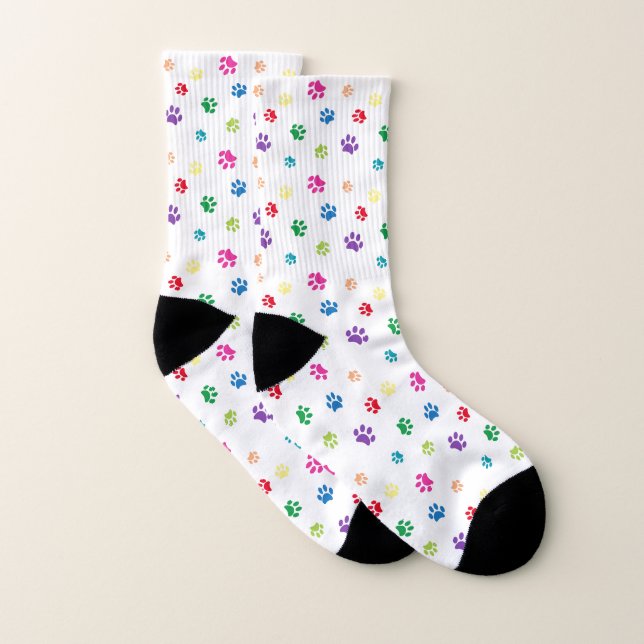 Colourful Paw Prints Pattern Socks (Pair)