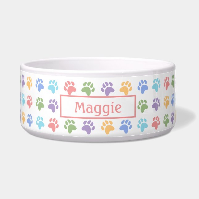 Colourful Paw Prints Pattern With Custom Pet Name (Front)