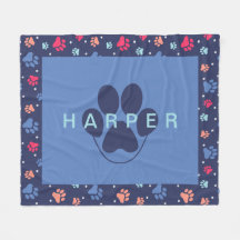 Colourful Paw Prints Personalized Navy Blue Pet