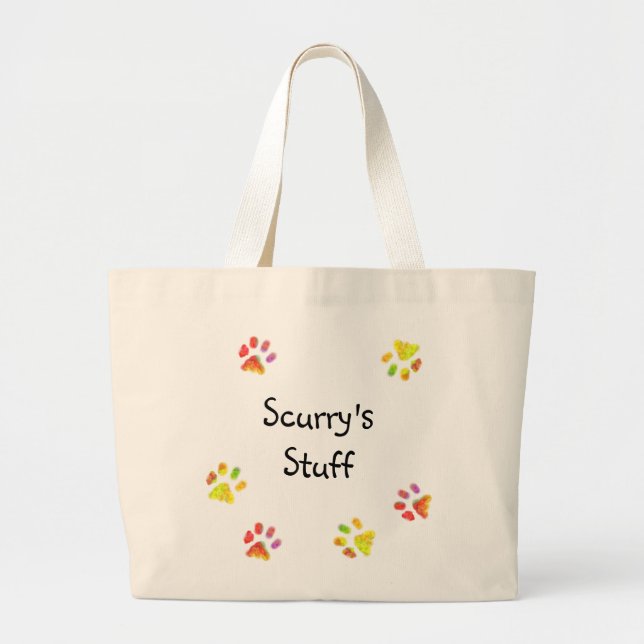 Colourful Paw Prints Personalized Pet Stuff Bag (Front)