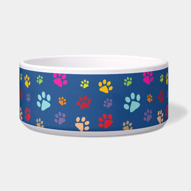 Colourful Paw Prints Pet Bowl (Right)