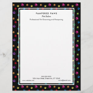 Colourful Paw Prints Pet Salon Letterhead