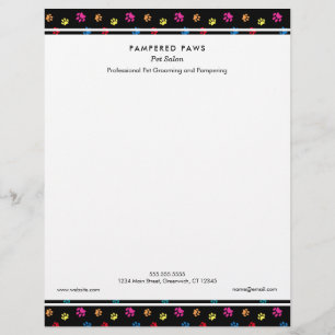 Colourful Paw Prints Professional Pet Salon Letterhead