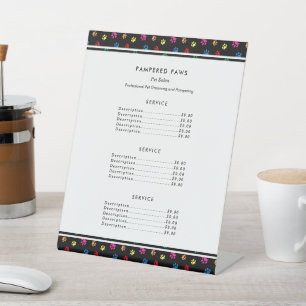 Colourful Paw Prints Professional Pet Salon Pedestal Sign