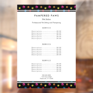 Colourful Paw Prints Professional Pet Salon Servic Window Cling