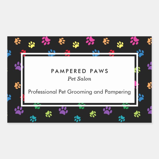 Colourful Paw Prints Professional Pet Salon Sticker (Front)