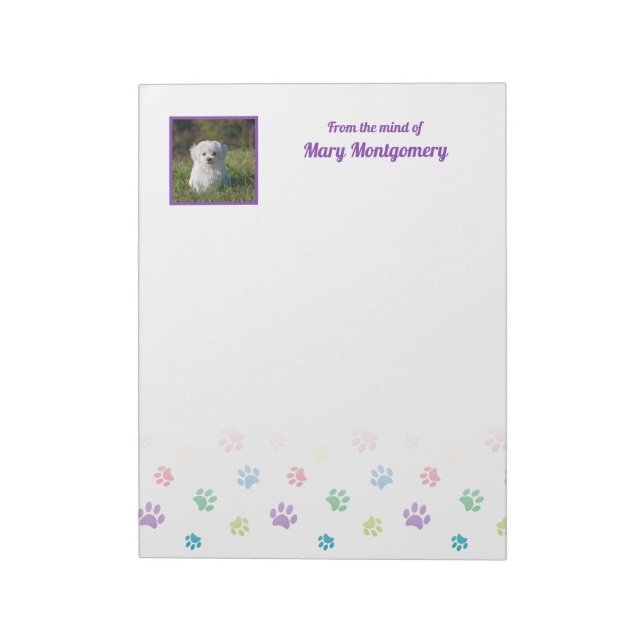 Colourful Paw Prints with Photo Frame Notepad (Rotated)