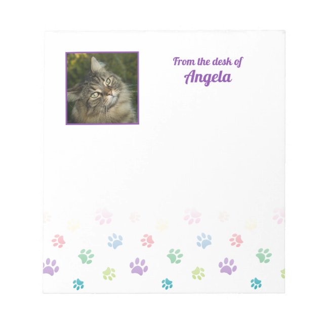 Colourful Paw Prints with Photo Frame Notepad (Front)