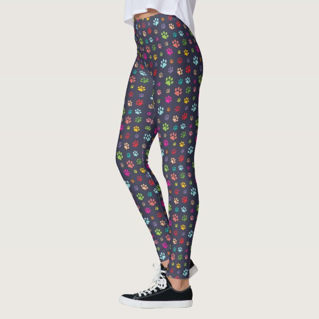 Colourful PawPrints All-Over Print Leggings (Left)
