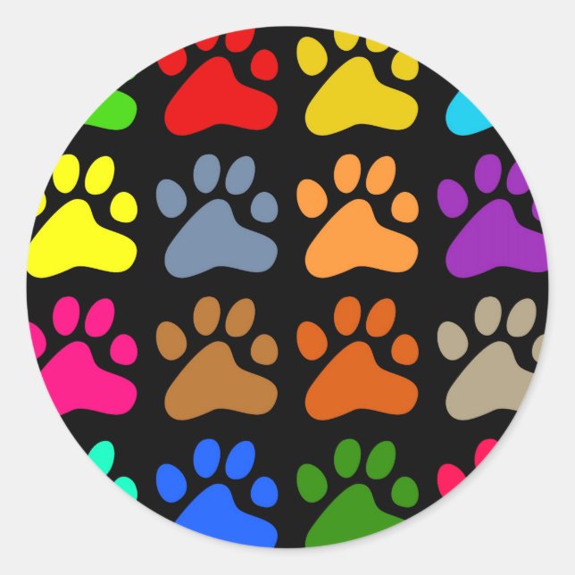 Colourful Paws Classic Round Sticker (Front)