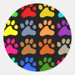 Colourful Paws Classic Round Sticker