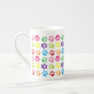 Colourful Paws, Dog Paws, Cat Paws Bone China Mug