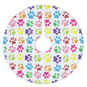 Colourful Paws, Dog Paws, Cat Paws Brushed Polyester Tree Skirt