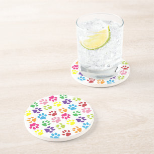 Colourful Paws, Dog Paws, Cat Paws Coaster