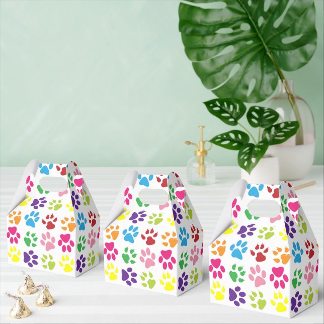 Colourful Paws, Dog Paws, Cat Paws Favor Box (Multiple)