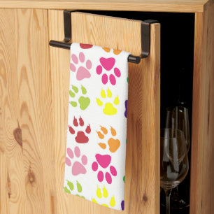 Colourful Paws, Dog Paws, Cat Paws Kitchen Towel