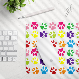 Colourful Paws, Dog Paws, Cat Paws Mouse Pad
