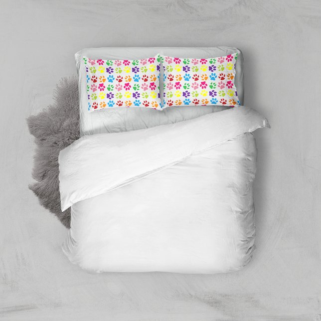 Colourful Paws, Dog Paws, Cat Paws Pillowcase (Creator Uploaded)