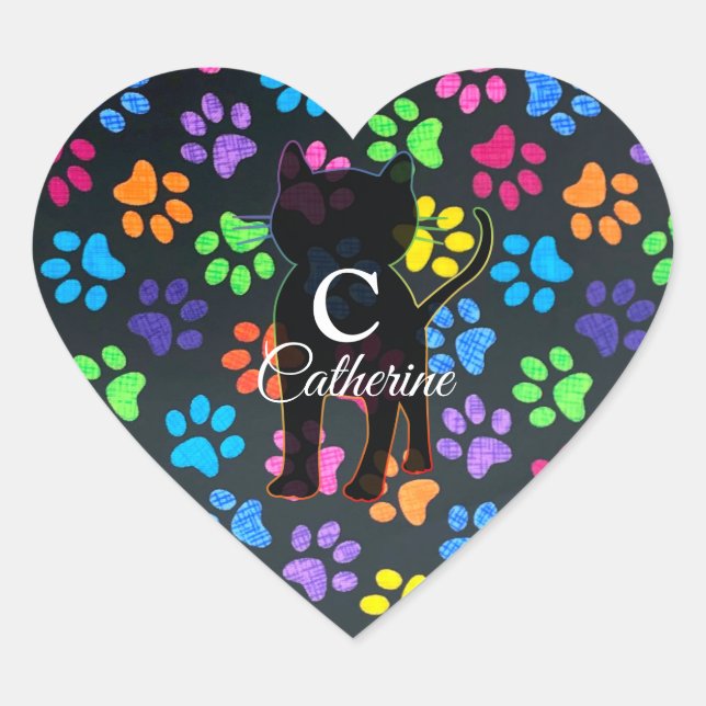 Colourful Paws Heart Sticker (Front)