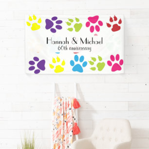 Colourful Paws, Paw Pattern, Dog Paws, Anniversary Banner
