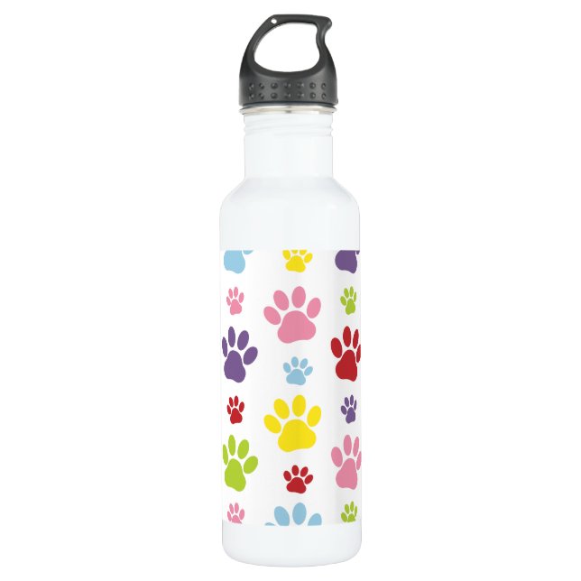 Colourful Paws, Paw Pattern, Dog Paws, Paw Prints 710 Ml Water Bottle (Front)
