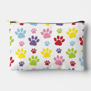 Colourful Paws, Paw Pattern, Dog Paws, Paw Prints Accessory Pouch