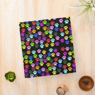 Colourful Paws, Paw Pattern, Dog Paws, Paw Prints Binder