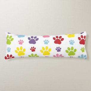 Colourful Paws, Paw Pattern, Dog Paws, Paw Prints Body Pillow