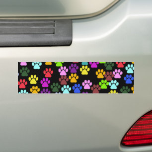 Colourful Paws, Paw Pattern, Dog Paws, Paw Prints Bumper Sticker