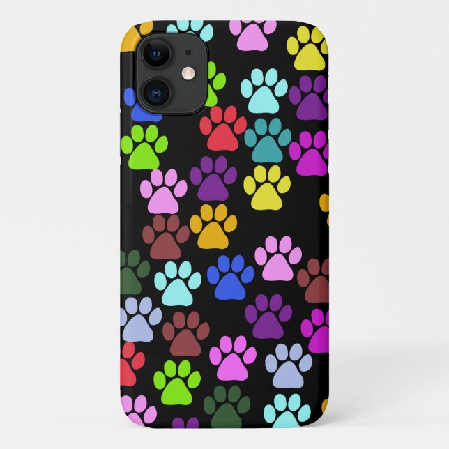 Colourful Paws, Paw Pattern, Dog Paws, Paw Prints Case-Mate iPhone Case (Back)