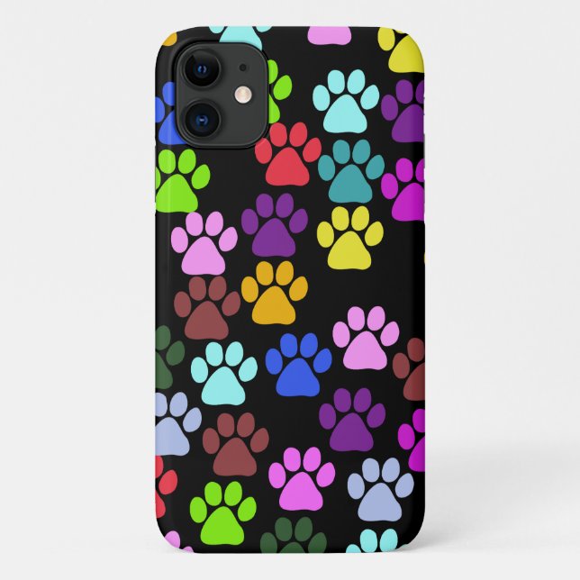 Colourful Paws, Paw Pattern, Dog Paws, Paw Prints Case-Mate iPhone Case (Back)