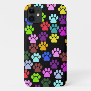 Colourful Paws, Paw Pattern, Dog Paws, Paw Prints iPhone 11 Case