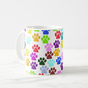 Colourful Paws, Paw Pattern, Dog Paws, Paw Prints Coffee Mug