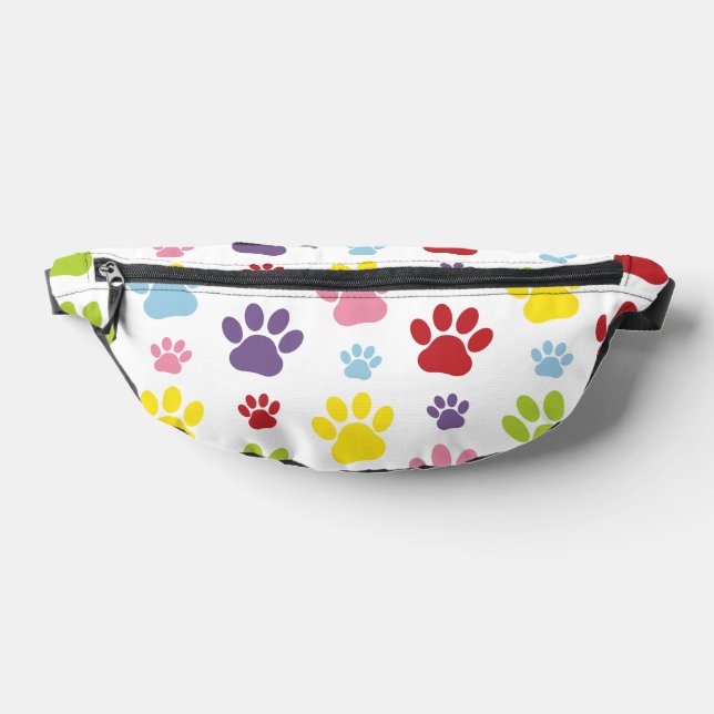Colourful Paws, Paw Pattern, Dog Paws, Paw Prints Fanny Pack (Lay Down)