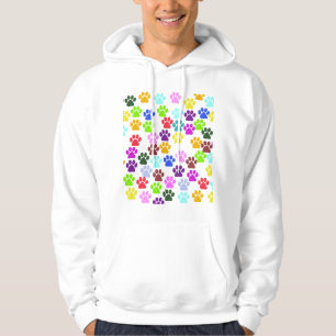 Colourful Paws, Paw Pattern, Dog Paws, Paw Prints Hoodie