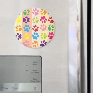 Colourful Paws, Paw Pattern, Dog Paws, Paw Prints Magnet