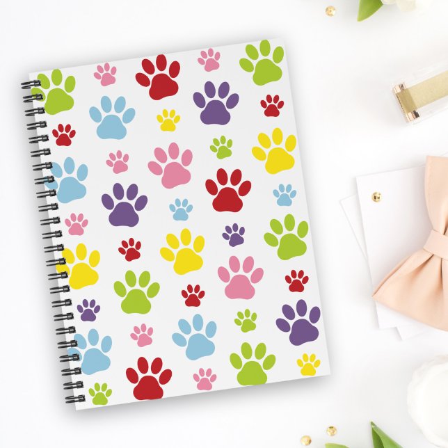 Colourful Paws, Paw Pattern, Dog Paws, Paw Prints Notebook (Creator Uploaded)