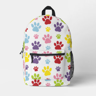 Colourful Paws, Paw Pattern, Dog Paws, Paw Prints Printed Backpack