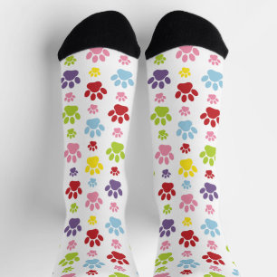 Colourful Paws, Paw Pattern, Dog Paws, Paw Prints Socks