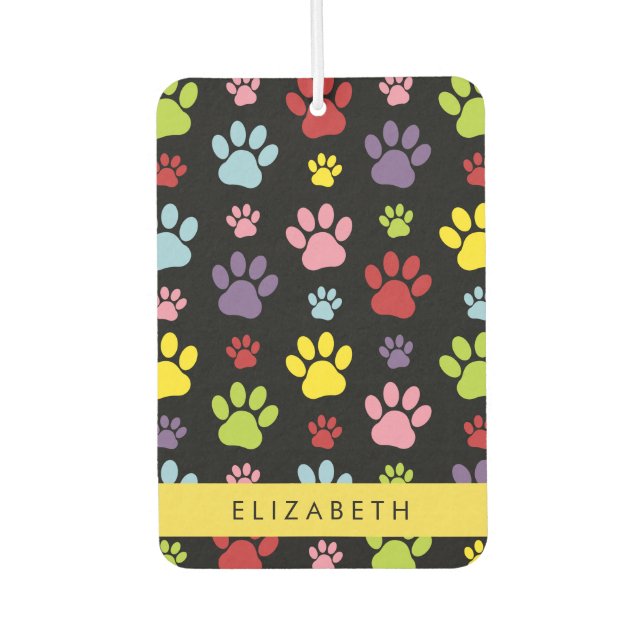 Colourful Paws, Paw Pattern, Dog Paws, Your Name Air Freshener (Front)