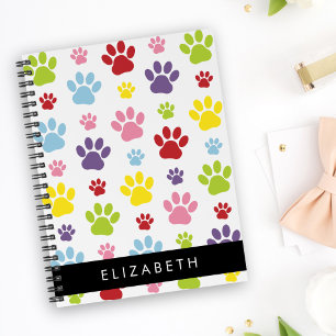 Colourful Paws, Paw Pattern, Dog Paws, Your Name Planner