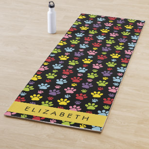 Colourful Paws, Paw Pattern, Dog Paws, Your Name Yoga Mat