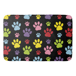 Colourful Paws, Paw Pattern, Paw Prints, Dog Paws Bath Mat